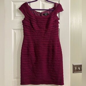 Tadashi 100% Silk Rich Plum Textured Mini Dress